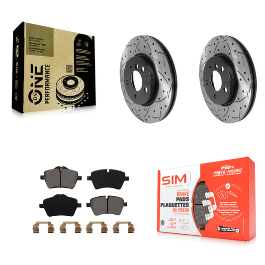 [Avant] Kit de disque (percé rainuré revêtu) et plaquette (semi-métallique) de frein pour Mini Cooper KDS-100702