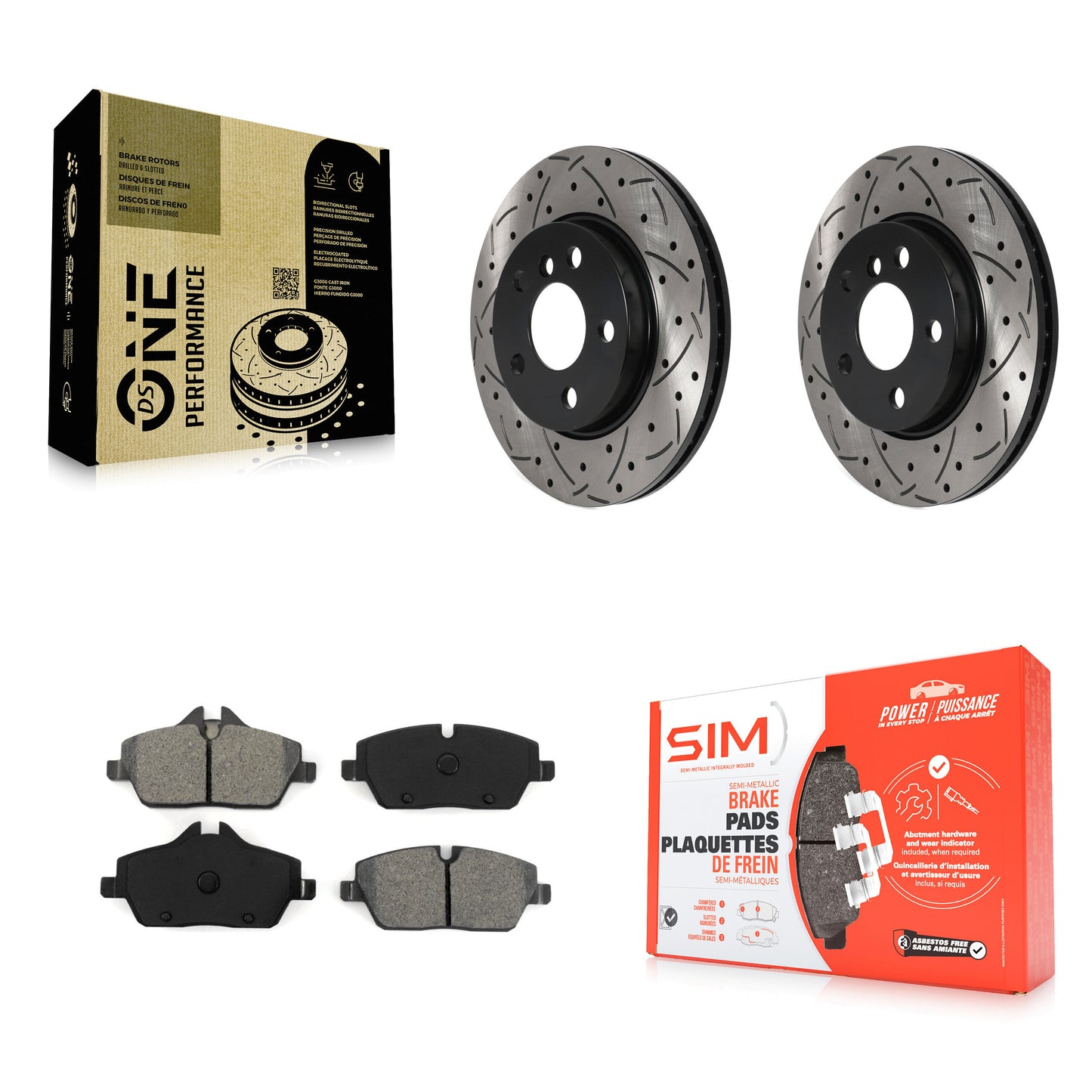 [Avant] Kit de disque (percé rainuré revêtu) et plaquette (semi-métallique) de frein pour Mini Cooper KDS-100704