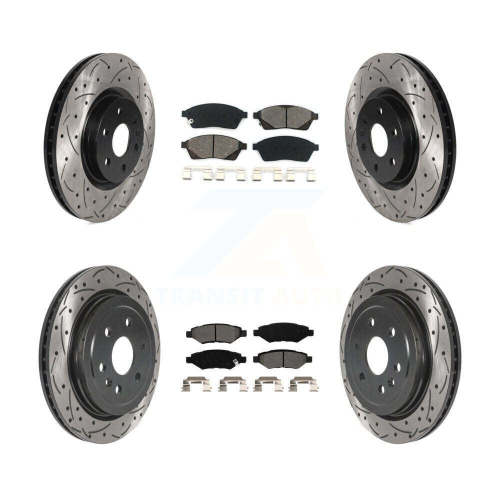 [Avant + Arrière] Kit de disque (percé rainuré revêtu) et plaquette (semi-métallique) de frein pour Cadillac SRX Saab 9-4X KDS-100705