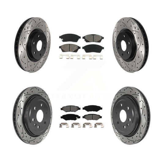 [Avant + Arrière] Kit de disque (percé rainuré revêtu) et plaquette (semi-métallique) de frein pour Cadillac SRX Saab 9-4X KDS-100705