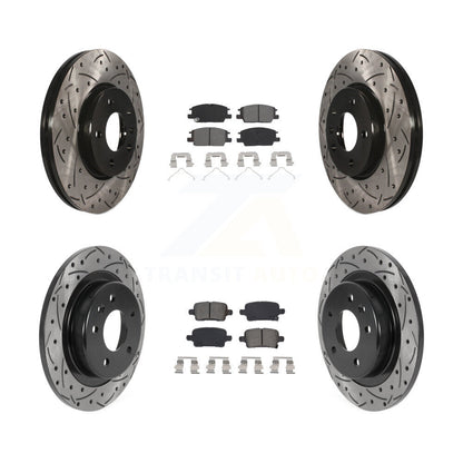 [Avant + Arrière] Kit de disque (percé rainuré revêtu) et plaquette (semi-métallique) de frein pour Chevrolet Equinox Malibu GMC Terrain Buick LaCrosse KDS-100707