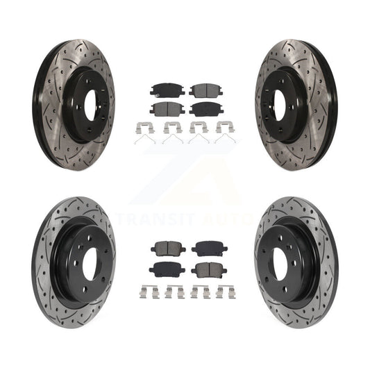 [Avant + Arrière] Kit de disque (percé rainuré revêtu) et plaquette (semi-métallique) de frein pour Chevrolet Equinox Malibu GMC Terrain Buick LaCrosse KDS-100707