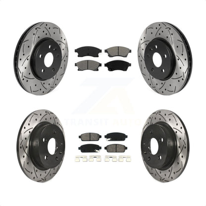 [Avant + Arrière] Kit de disque (percé rainuré revêtu) et plaquette (semi-métallique) de frein pour Chevrolet Buick Encore Trax Sonic KDS-100709 par Transit Auto