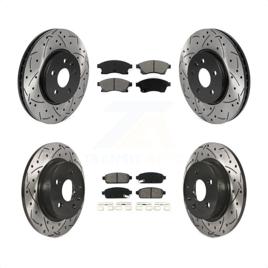 [Avant + Arrière] Kit de disque (percé rainuré revêtu) et plaquette (semi-métallique) de frein pour Chevrolet Buick Encore Trax Sonic KDS-100709 par Transit Auto