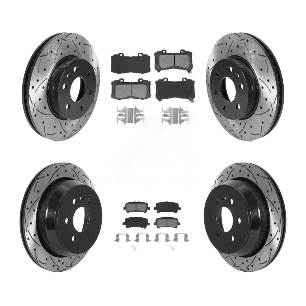 [Avant + Arrière] Kit de disque (percé rainuré revêtu) et plaquette (semi-métallique) de frein pour 2015-2020 Chevrolet Colorado GMC Canyon KDS-100710