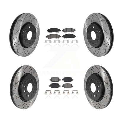 [Avant + Arrière] Kit de disque (percé rainuré revêtu) et plaquette (semi-métallique) de frein pour Chevrolet Traverse GMC Acadia Buick Enclave Blazer KDS-100711