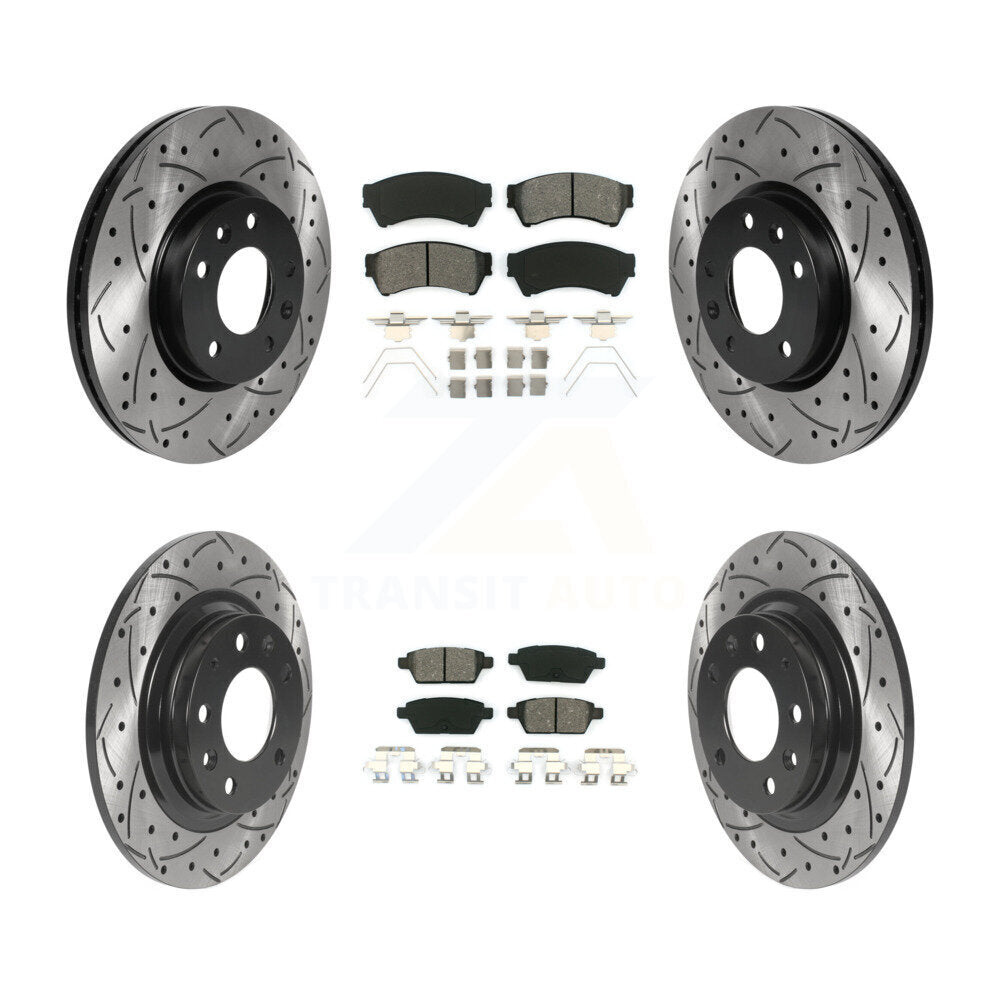 [Avant + Arrière] Kit de disque (percé rainuré revêtu) et plaquette (semi-métallique) de frein pour Ford Fusion Mazda 6 Lincoln MKZ Mercury Milan Zephyr KDS-100712