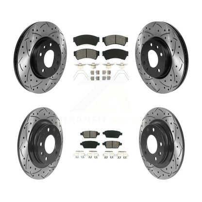 [Avant + Arrière] Kit de disque (percé rainuré revêtu) et plaquette (semi-métallique) de frein pour Ford Fusion Mazda 6 Lincoln MKZ Mercury Milan Zephyr KDS-100712