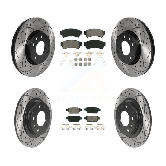 [Avant + Arrière] Kit de disque (percé rainuré revêtu) et plaquette (semi-métallique) de frein pour Ford Fusion Mazda 6 Lincoln MKZ Mercury Milan Zephyr KDS-100712