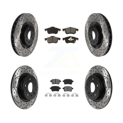[Avant + Arrière] Kit de disque (percé rainuré revêtu) et plaquette (semi-métallique) de frein pour 2014-2020 Fiat 500L KDS-100715