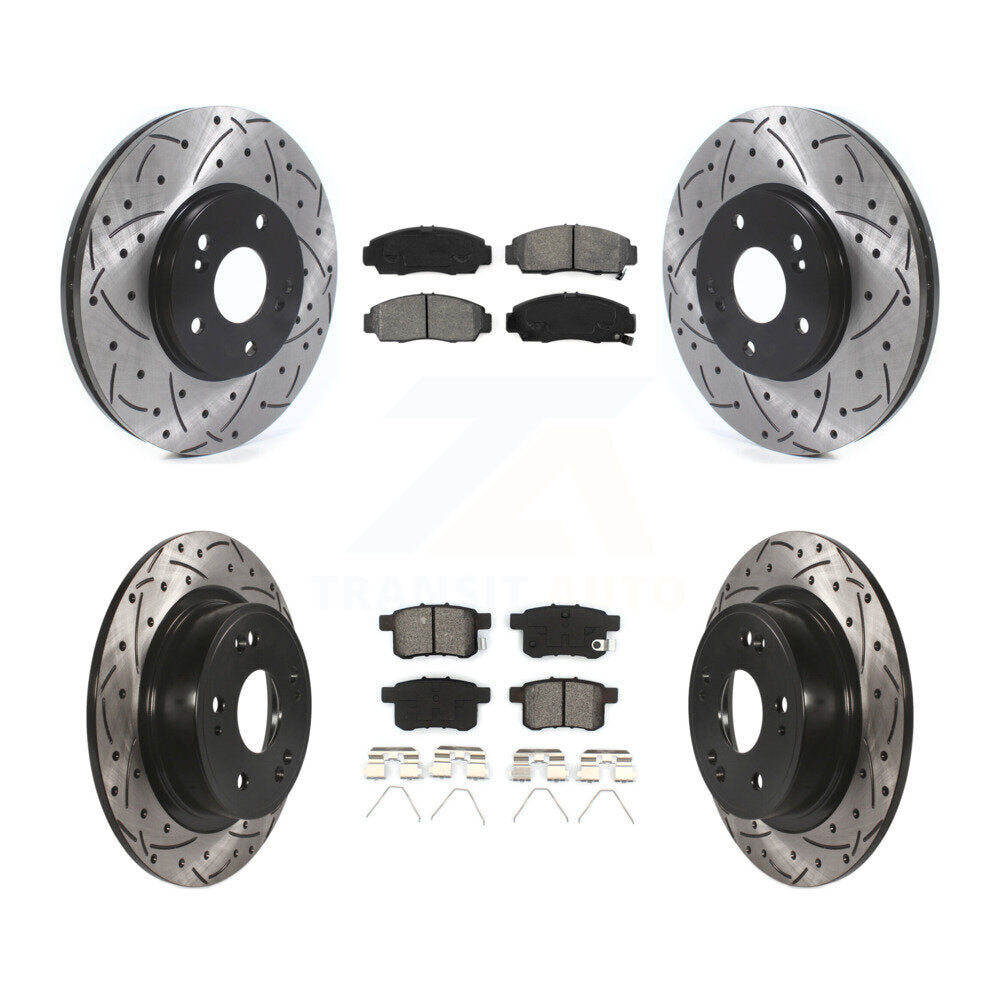 [Avant + Arrière] Kit de disque (percé rainuré revêtu) et plaquette (semi-métallique) de frein pour Honda Accord Acura TSX KDS-100716