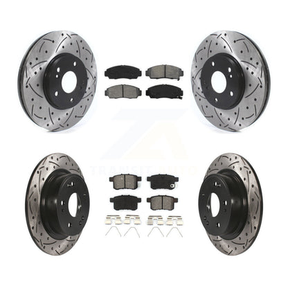 [Avant + Arrière] Kit de disque (percé rainuré revêtu) et plaquette (semi-métallique) de frein pour Honda Accord Acura TSX KDS-100716