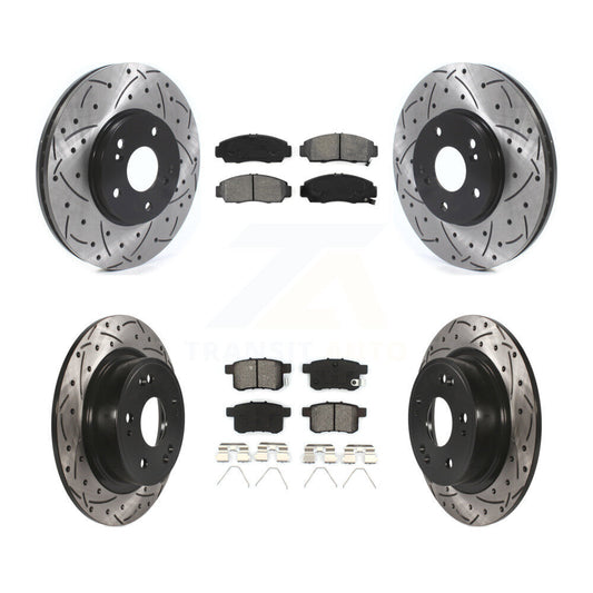 [Avant + Arrière] Kit de disque (percé rainuré revêtu) et plaquette (semi-métallique) de frein pour Honda Accord Acura TSX KDS-100716