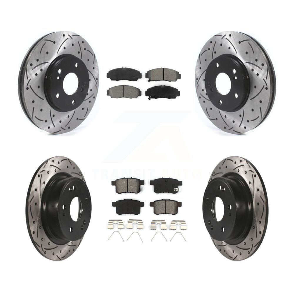 [Avant + Arrière] Kit de disque (percé rainuré revêtu) et plaquette (semi-métallique) de frein pour Honda Accord Acura TSX KDS-100717