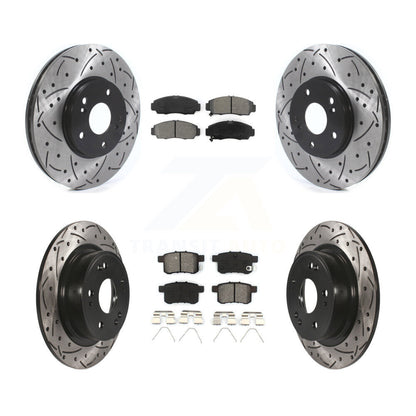 [Avant + Arrière] Kit de disque (percé rainuré revêtu) et plaquette (semi-métallique) de frein pour Honda Accord Acura TSX KDS-100717