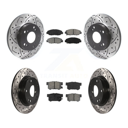 [Avant + Arrière] Kit de disque (percé rainuré revêtu) et plaquette (semi-métallique) de frein pour Honda Civic KDS-100718