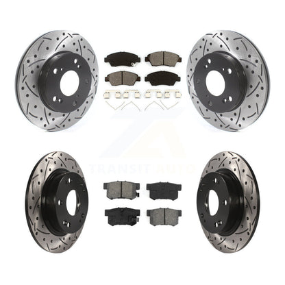 [Avant + Arrière] Kit de disque (percé rainuré revêtu) et plaquette (semi-métallique) de frein pour Honda Civic KDS-100719