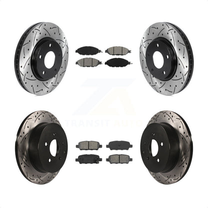 [Avant + Arrière] Kit de disque (percé rainuré revêtu) et plaquette (semi-métallique) de frein pour 2016 Nissan Pathfinder From 11 15 KDS-100720 par Transit Auto