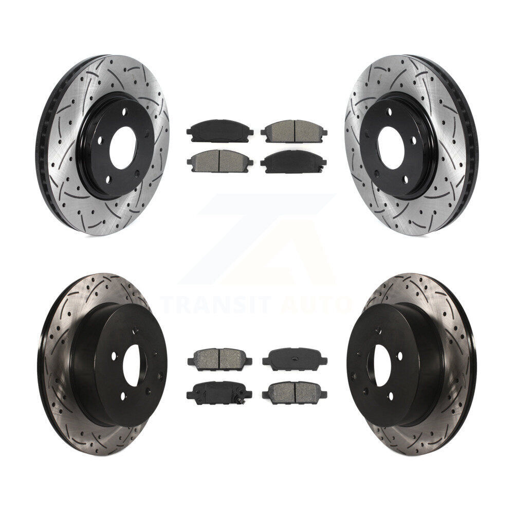 [Avant + Arrière] Kit de disque (percé rainuré revêtu) et plaquette (semi-métallique) de frein pour 2004-2009 Nissan Quest KDS-100721