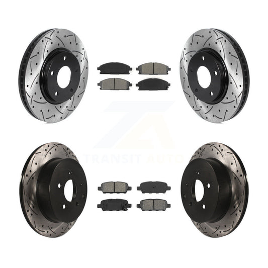 [Avant + Arrière] Kit de disque (percé rainuré revêtu) et plaquette (semi-métallique) de frein pour 2004-2009 Nissan Quest KDS-100721