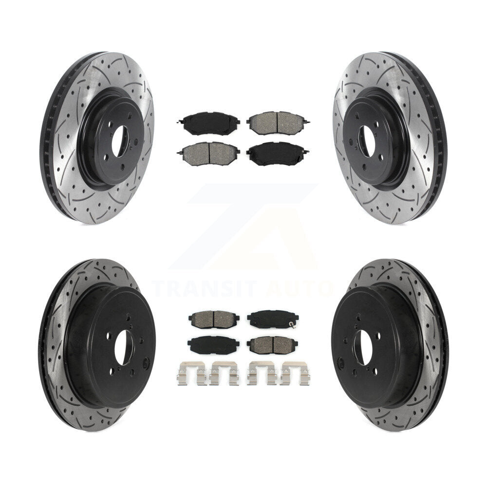 [Avant + Arrière] Kit de disque (percé rainuré revêtu) et plaquette (semi-métallique) de frein pour Subaru Outback Legacy KDS-100726