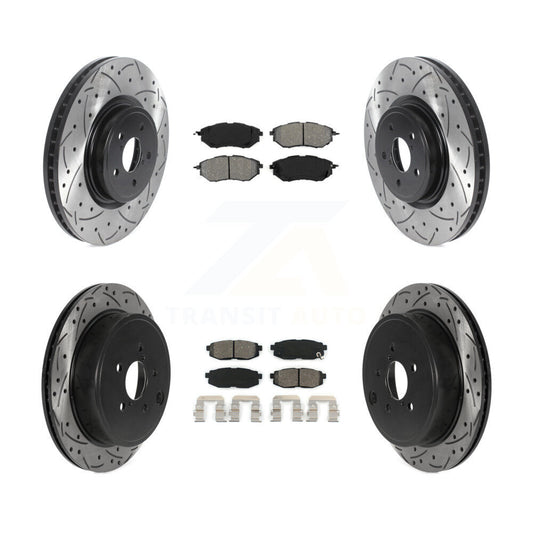 [Avant + Arrière] Kit de disque (percé rainuré revêtu) et plaquette (semi-métallique) de frein pour Subaru Outback Legacy KDS-100726