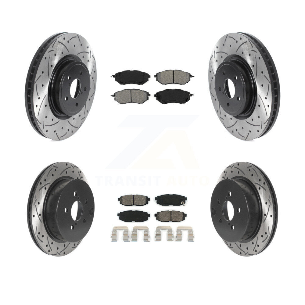 [Avant + Arrière] Kit de disque (percé rainuré revêtu) et plaquette (semi-métallique) de frein pour 2014-2018 Subaru Forester 2.0L KDS-100727