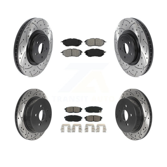 [Avant + Arrière] Kit de disque (percé rainuré revêtu) et plaquette (semi-métallique) de frein pour 2014-2018 Subaru Forester 2.0L KDS-100727