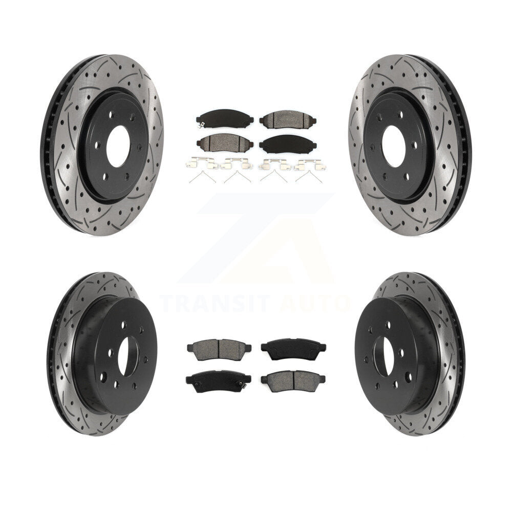 [Avant + Arrière] Kit de disque (percé rainuré revêtu) et plaquette (semi-métallique) de frein pour Nissan Frontier Xterra Suzuki Equator KDS-100728