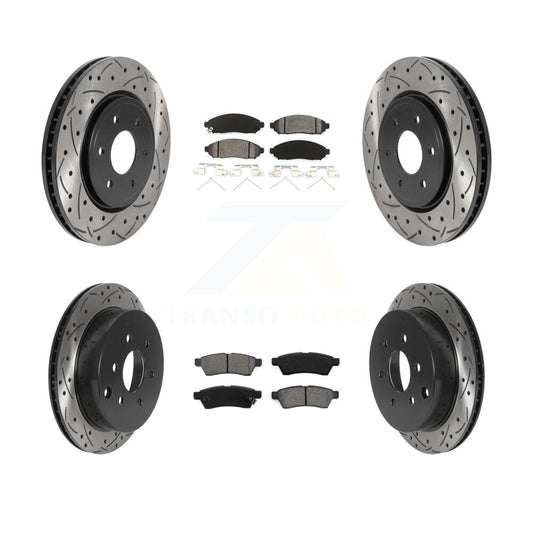 [Avant + Arrière] Kit de disque (percé rainuré revêtu) et plaquette (semi-métallique) de frein pour Nissan Frontier Xterra Suzuki Equator KDS-100728