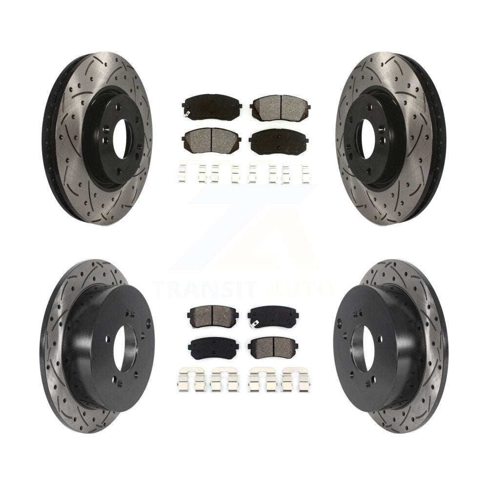 [Avant + Arrière] Kit de disque (percé rainuré revêtu) et plaquette (semi-métallique) de frein pour Hyundai Tucson Kia Sportage KDS-100730