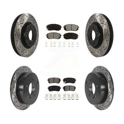 [Avant + Arrière] Kit de disque (percé rainuré revêtu) et plaquette (semi-métallique) de frein pour Hyundai Tucson Kia Sportage KDS-100730