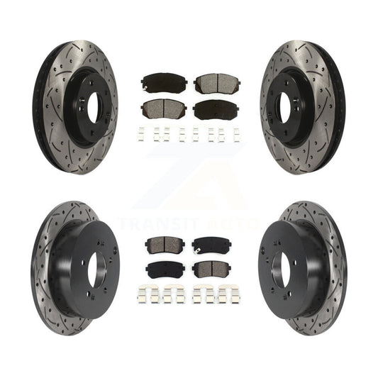 [Avant + Arrière] Kit de disque (percé rainuré revêtu) et plaquette (semi-métallique) de frein pour Hyundai Tucson Kia Sportage KDS-100730