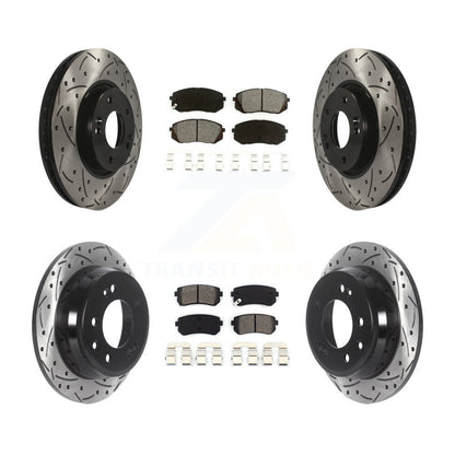 [Avant + Arrière] Kit de disque (percé rainuré revêtu) et plaquette (semi-métallique) de frein pour Kia Sportage Hyundai Tucson KDS-100731