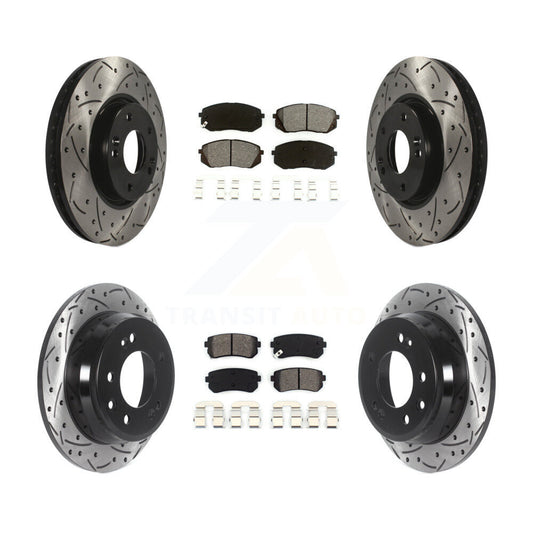 [Avant + Arrière] Kit de disque (percé rainuré revêtu) et plaquette (semi-métallique) de frein pour Kia Sportage Hyundai Tucson KDS-100731
