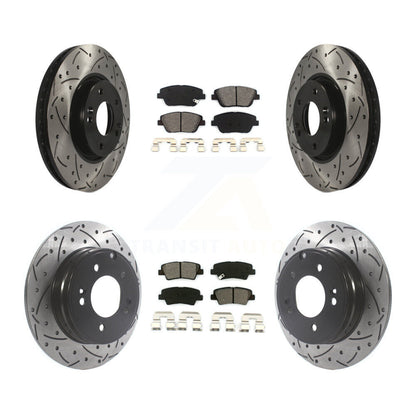 [Avant + Arrière] Kit de disque (percé rainuré revêtu) et plaquette (semi-métallique) de frein pour Hyundai Sonata Kia Optima KDS-100732
