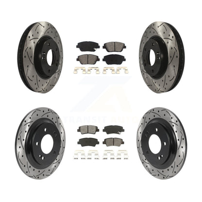 [Avant + Arrière] Kit de disque (percé rainuré revêtu) et plaquette (semi-métallique) de frein pour Kia Optima avec Electric Parking KDS-100733