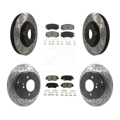 [Avant + Arrière] Kit de disque (percé rainuré revêtu) et plaquette (semi-métallique) de frein pour Hyundai Sonata 3.3L KDS-100734