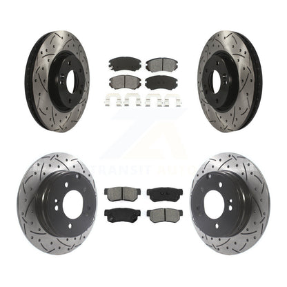 [Avant + Arrière] Kit de disque (percé rainuré revêtu) et plaquette (semi-métallique) de frein pour Hyundai Sonata 3.3L KDS-100735
