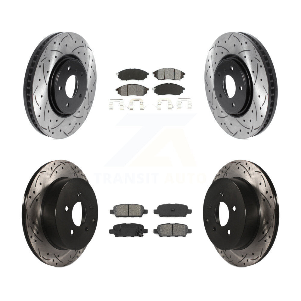 [Avant + Arrière] Kit de disque (percé rainuré revêtu) et plaquette (semi-métallique) de frein pour Infiniti FX35 FX37 QX70 FX45 INFINITI KDS-100736