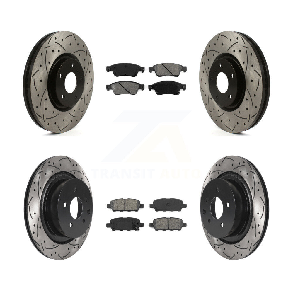 [Avant + Arrière] Kit de disque (percé rainuré revêtu) et plaquette (semi-métallique) de frein pour INFINITI G37 G35 Q60 KDS-100737