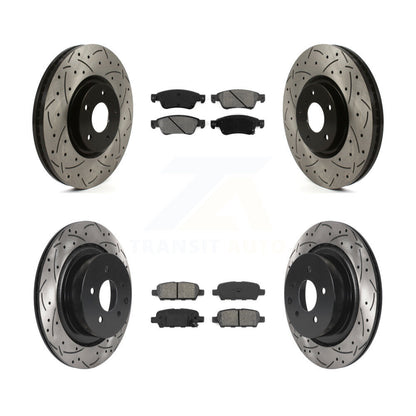 [Avant + Arrière] Kit de disque (percé rainuré revêtu) et plaquette (semi-métallique) de frein pour INFINITI G37 G35 Q60 KDS-100737