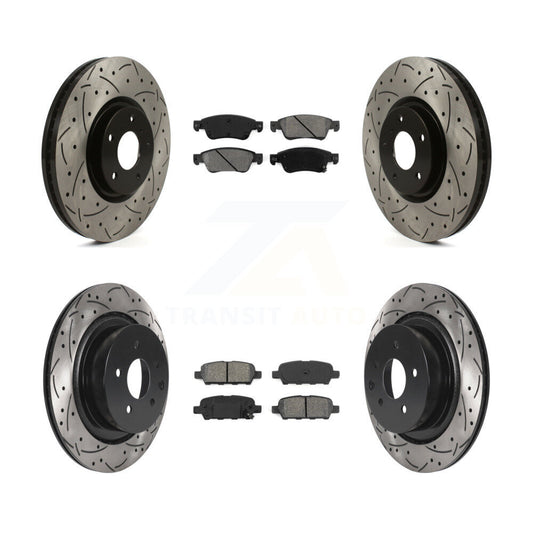 [Avant + Arrière] Kit de disque (percé rainuré revêtu) et plaquette (semi-métallique) de frein pour INFINITI G37 G35 Q60 KDS-100737