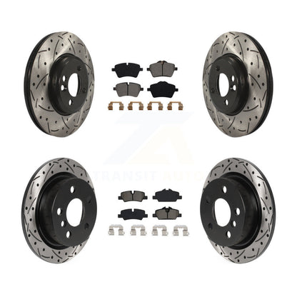 [Avant + Arrière] Kit de disque (percé rainuré revêtu) et plaquette (semi-métallique) de frein pour 2015 Mini Cooper 2.0L 1.5L avec 294mm Diameter Rotor KDS-100738