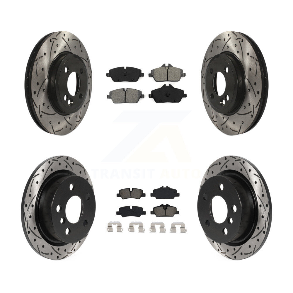 [Avant + Arrière] Kit de disque (percé rainuré revêtu) et plaquette (semi-métallique) de frein pour 2015 Mini Cooper 2.0L 1.5L avec 280mm Diameter Rotor KDS-100739