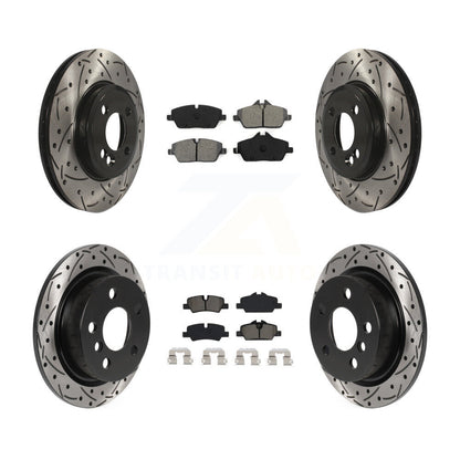 [Avant + Arrière] Kit de disque (percé rainuré revêtu) et plaquette (semi-métallique) de frein pour 2015 Mini Cooper 2.0L 1.5L avec 280mm Diameter Rotor KDS-100739