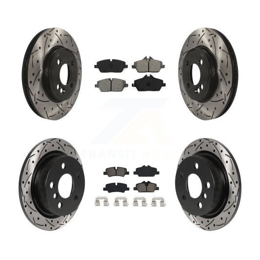 [Avant + Arrière] Kit de disque (percé rainuré revêtu) et plaquette (semi-métallique) de frein pour 2015 Mini Cooper 2.0L 1.5L avec 280mm Diameter Rotor KDS-100739