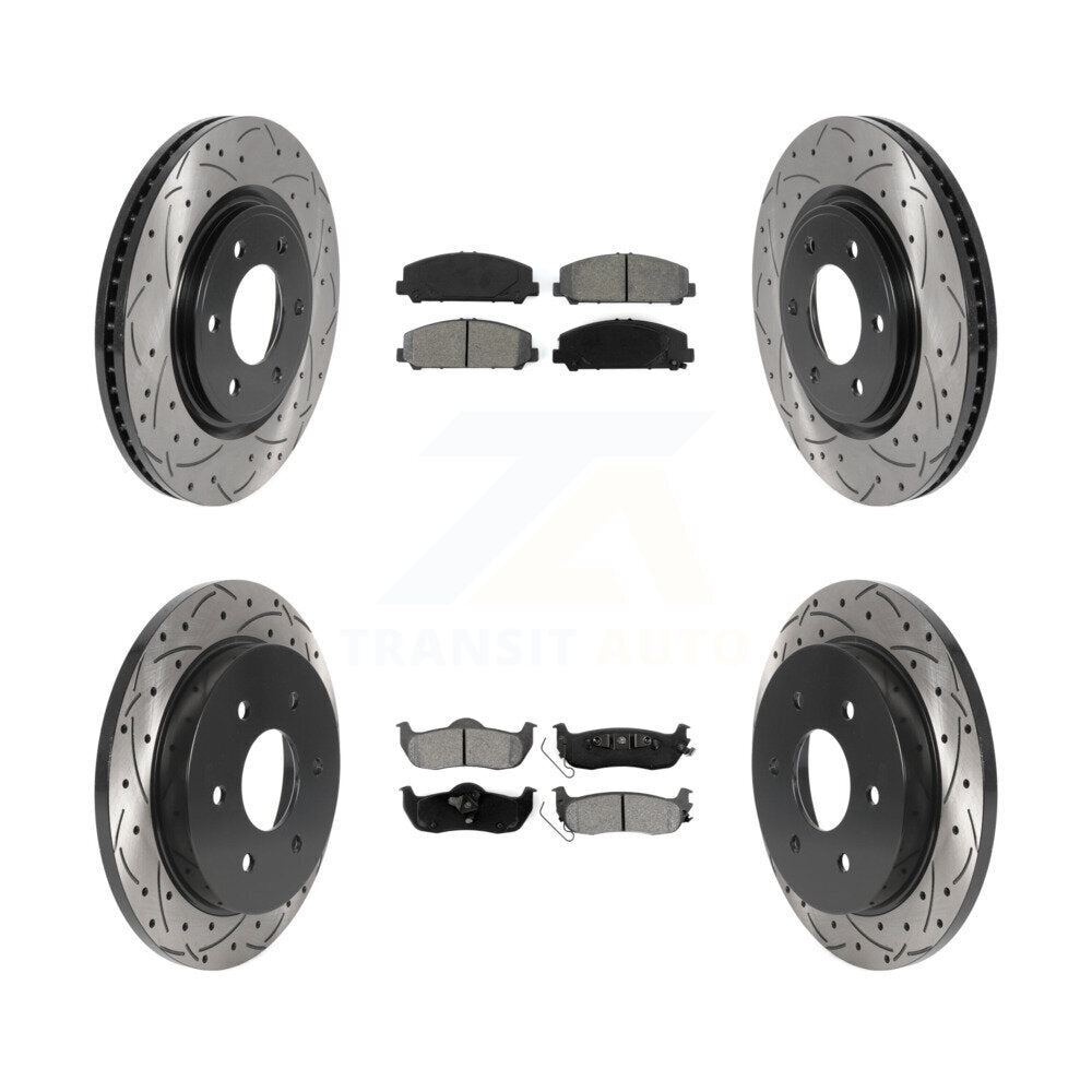 [Avant + Arrière] Kit de disque (percé rainuré revêtu) et plaquette (semi-métallique) de frein pour Nissan Titan Armada Infiniti QX56 INFINITI TITAN KDS-100740