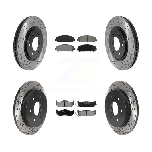 [Avant + Arrière] Kit de disque (percé rainuré revêtu) et plaquette (semi-métallique) de frein pour Nissan Titan Armada Infiniti QX56 INFINITI TITAN KDS-100740