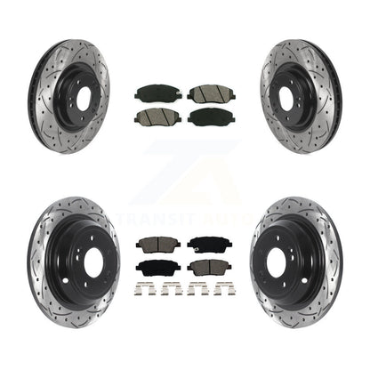 [Avant + Arrière] Kit de disque (percé rainuré revêtu) et plaquette (semi-métallique) de frein pour 2012 Hyundai Genesis 3.8L KDS-100741